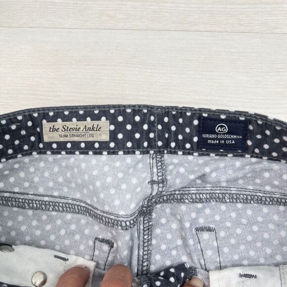 Adriano Goldschmied Jeans Women 28R Stevie Ankle Slim Straight Gray Pin Dot - Picture 5 of 13